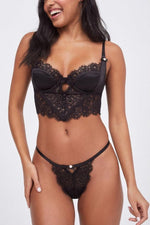 Load image into Gallery viewer, Isabela Lace Bustier Bra - Black