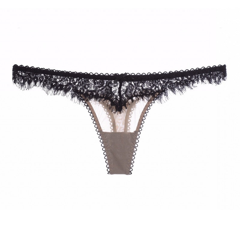 Elisa Mesh & Lace String - Black