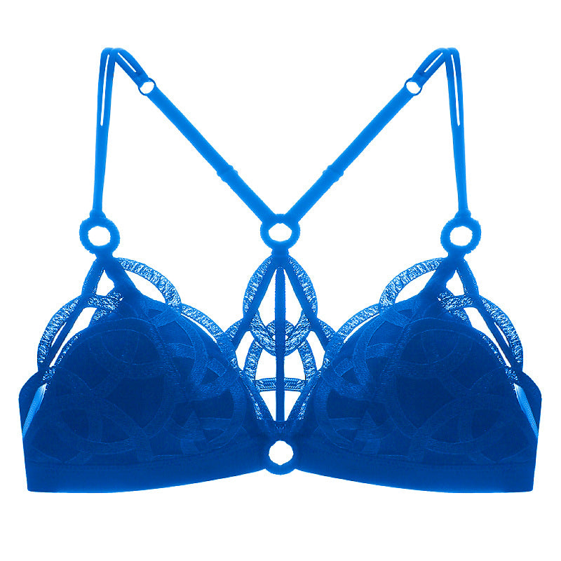 Lila Racerback Wireless Mesh Bra - Blue